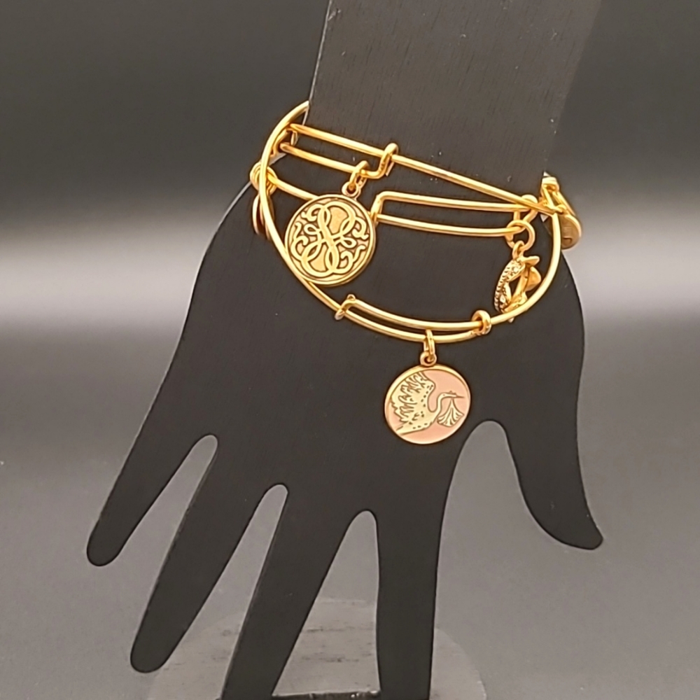 Alex and Ani gold charm bracelet set of 3